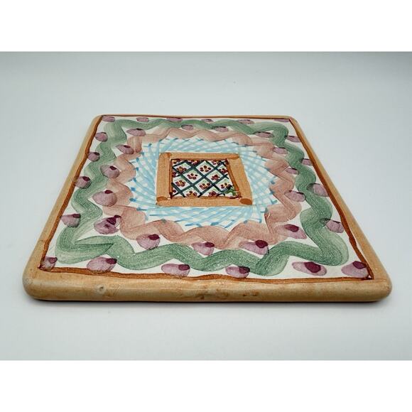Mackenzie Childs Hand Painted - Etsy MacKenzie Childs Terracotta Hand Painted Trivet Hot Plate 6\